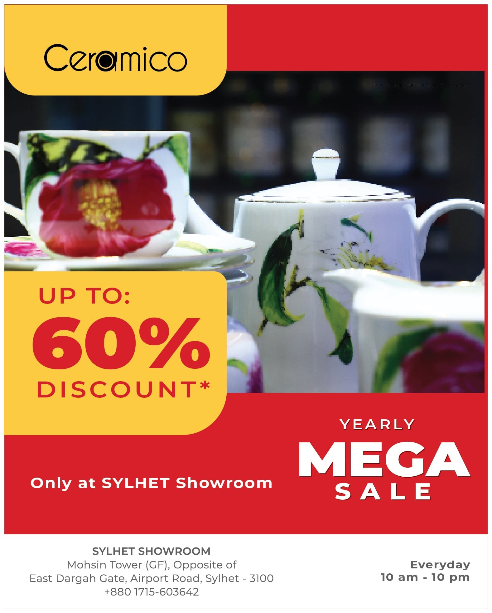 Ceramico-সিরামিকোর সিলেট শোরুমে মেগাসেল: সর্বোচ্চ ৬০% ছাড়!